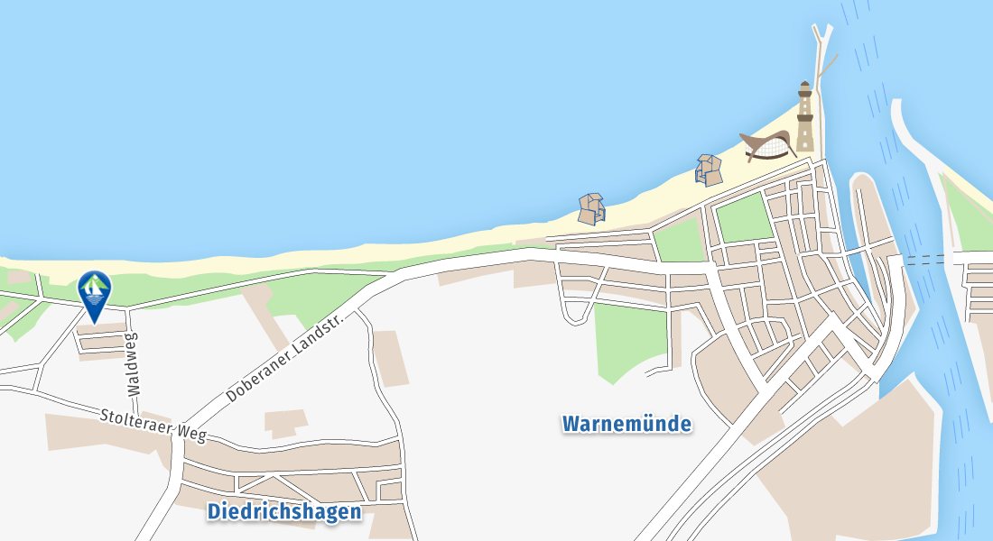 Karte Ostseebad Warnemünde/Diedrichshagen