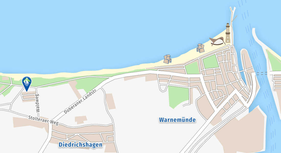 Karte Ostseebad Warnemünde/Diedrichshagen Karte Ostseebad Warnemünde/Diedrichshagen